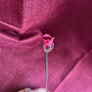 Red Rose Hair Bun Stick Pin